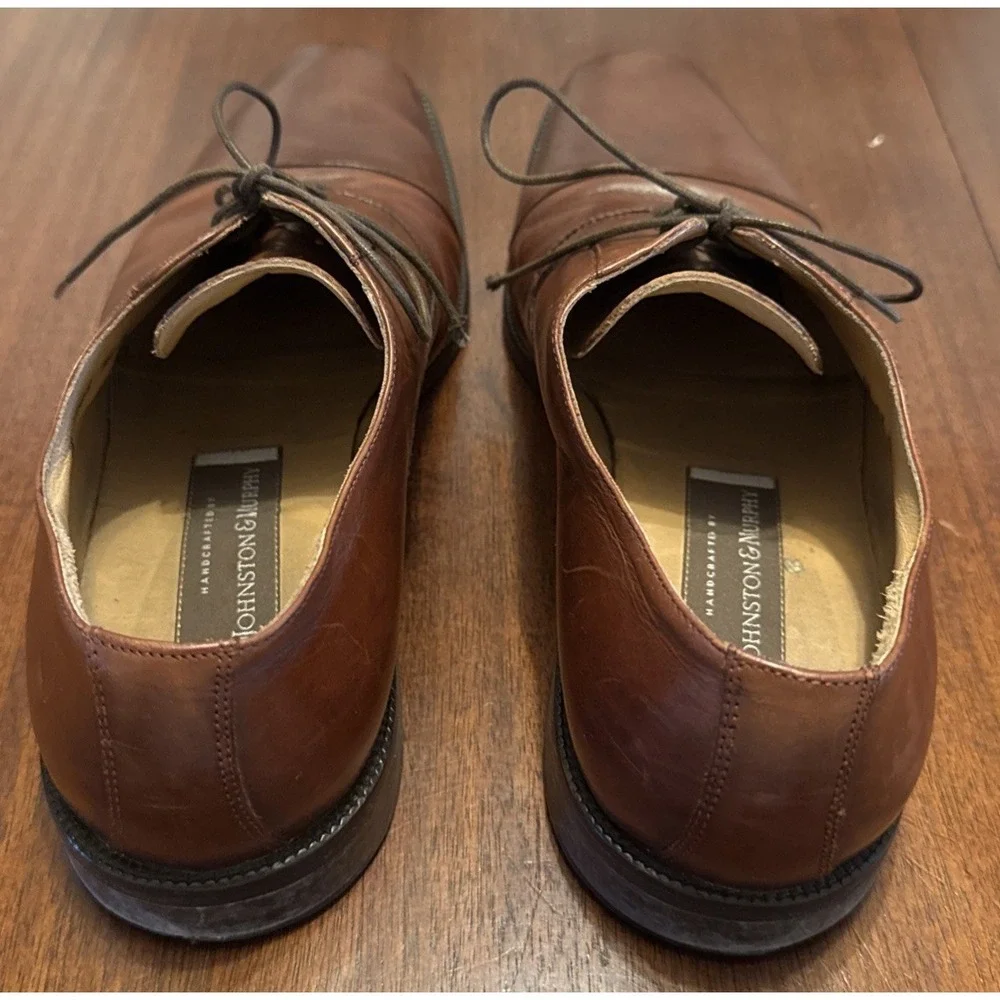 VTG‎ Johnston & Murphy Italy Brown Leather Cap Toe Oxford Dress Mens Size 10 M